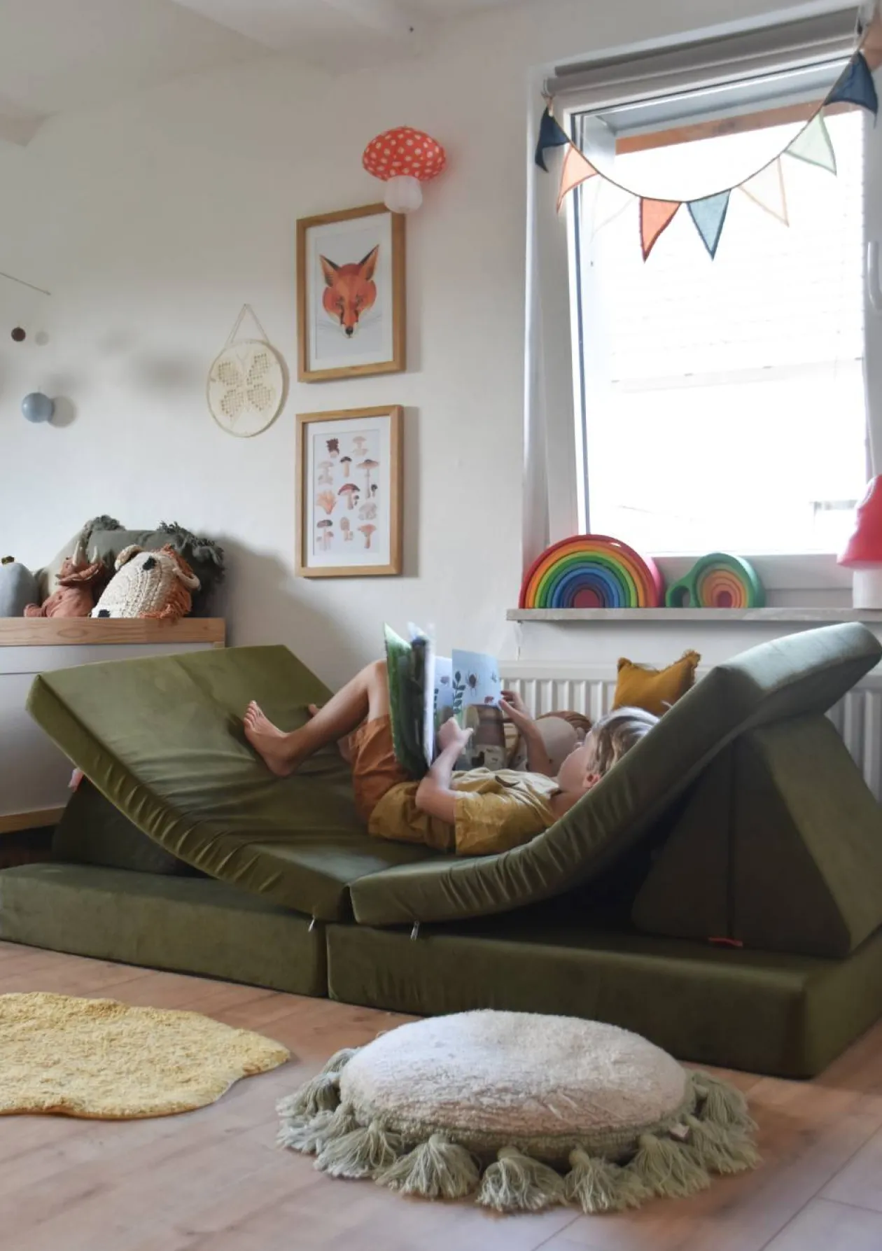 Spielsofa Velours Schildkröten Grün