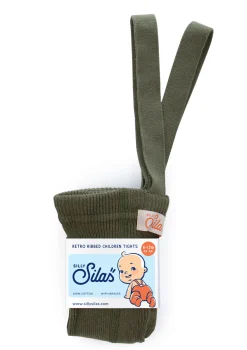 Strumpfhose mit Trägern mit Fuß olive