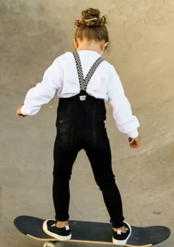 Strumpfhose mit Trägern ohne Fuß black checked