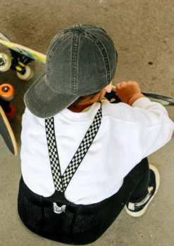 Strumpfhose mit Trägern ohne Fuß black checked