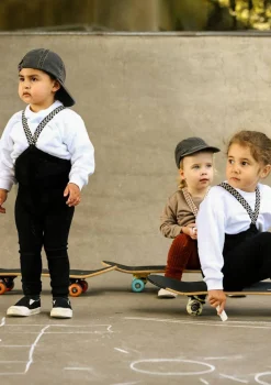 Strumpfhose mit Trägern ohne Fuß black checked