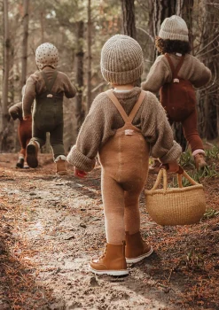 Teddy-Strumpfhose mit Trägern mit Fuß light brown