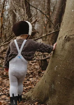 Teddy-Strumpfhose mit Trägern mit Fuß pearl grey