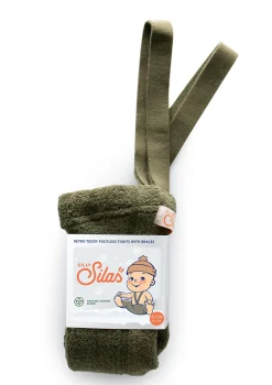 Teddy-Strumpfhose mit Trägern ohne Fuß olive