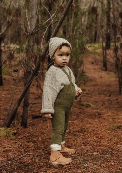 Teddy-Strumpfhose mit Trägern ohne Fuß olive