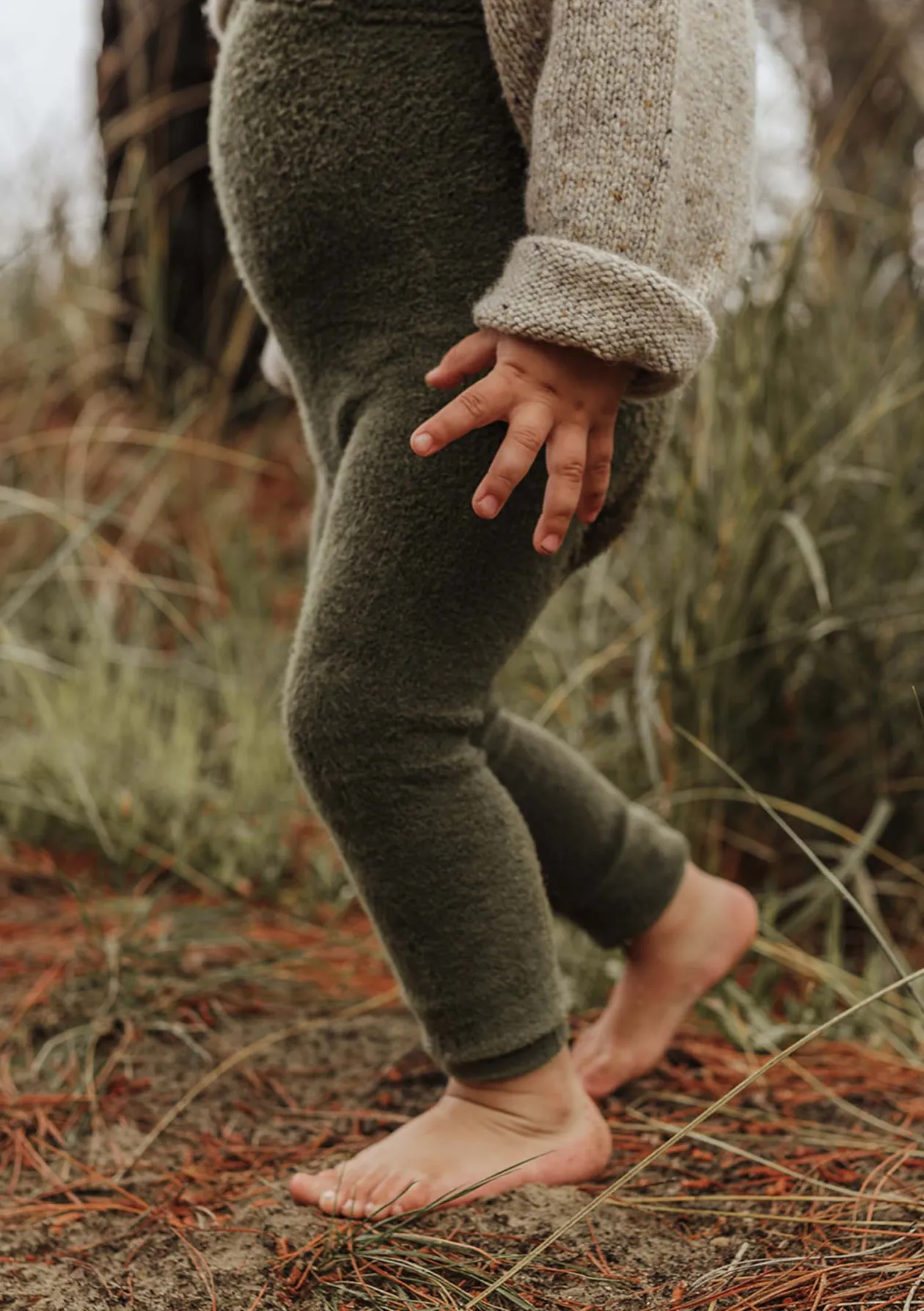 Teddy-Strumpfhose mit Trägern ohne Fuß olive