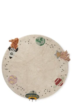 Teppich mit Weltraum-Motiven 'Interstellar Journey' waschbar Ø 140 cm