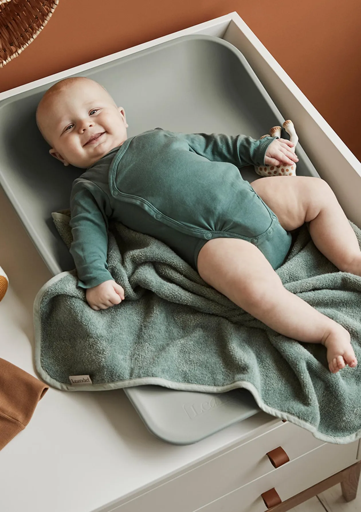 Topper Wickelauflage Organic 'Dots' Sage Green