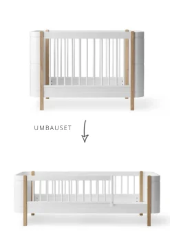 Umbauset für 'Wood Mini+' Babybett zum Juniorbett Weiß / Eiche