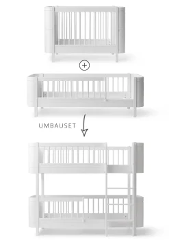 Umbauset für 'Wood Mini+' Baby- und Juniorbett zum halbhohen Etagenbett Weiß