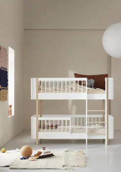 Umbauset für 'Wood Mini+' Babybett inkl. Junior-Erweiterung zum halbhohen Etagenbett Weiß / Eiche