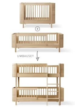 Umbauset für 'Wood Mini+' Baby- und Juniorbett zum halbhohen Etagenbett Eiche