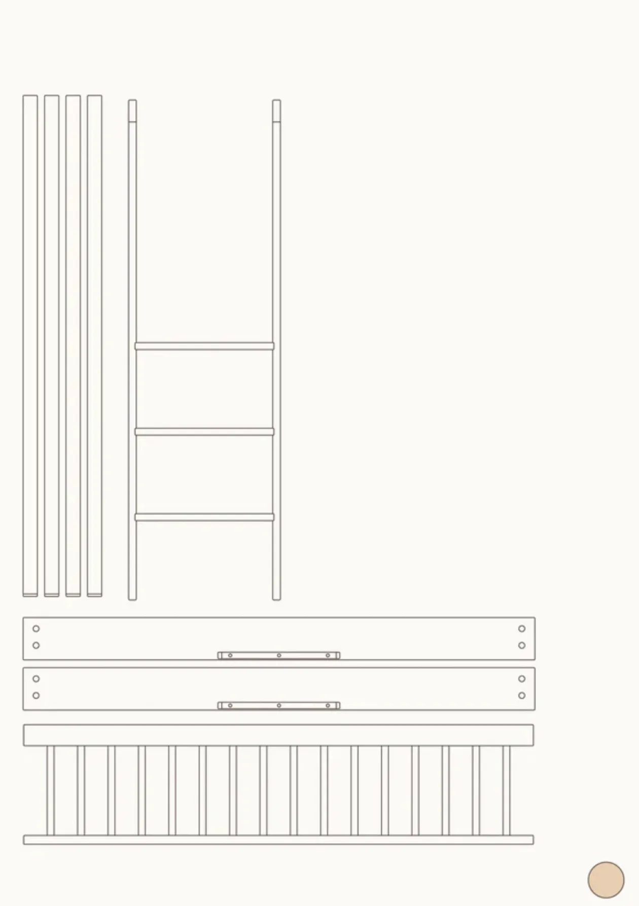 Umbauset für 'Wood Mini+' Baby- und Juniorbett zum halbhohen Etagenbett Eiche