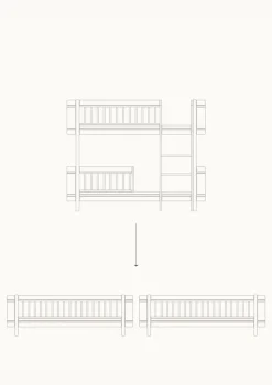 Umbauset für 'Wood Mini+' halbhohes Etagenbett zu zwei Juniorbetten Weiß