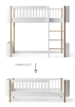 Umbauset für 'Wood Mini+' halbhohes Hochbett zum Juniorbett Weiß / Eiche