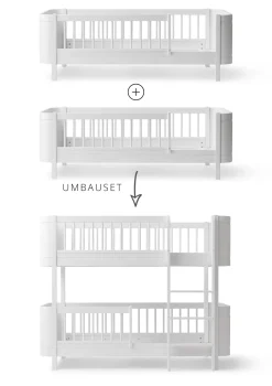 Umbauset für 'Wood Mini+' zwei Juniorbetten zum halbhohen Etagenbett Weiß