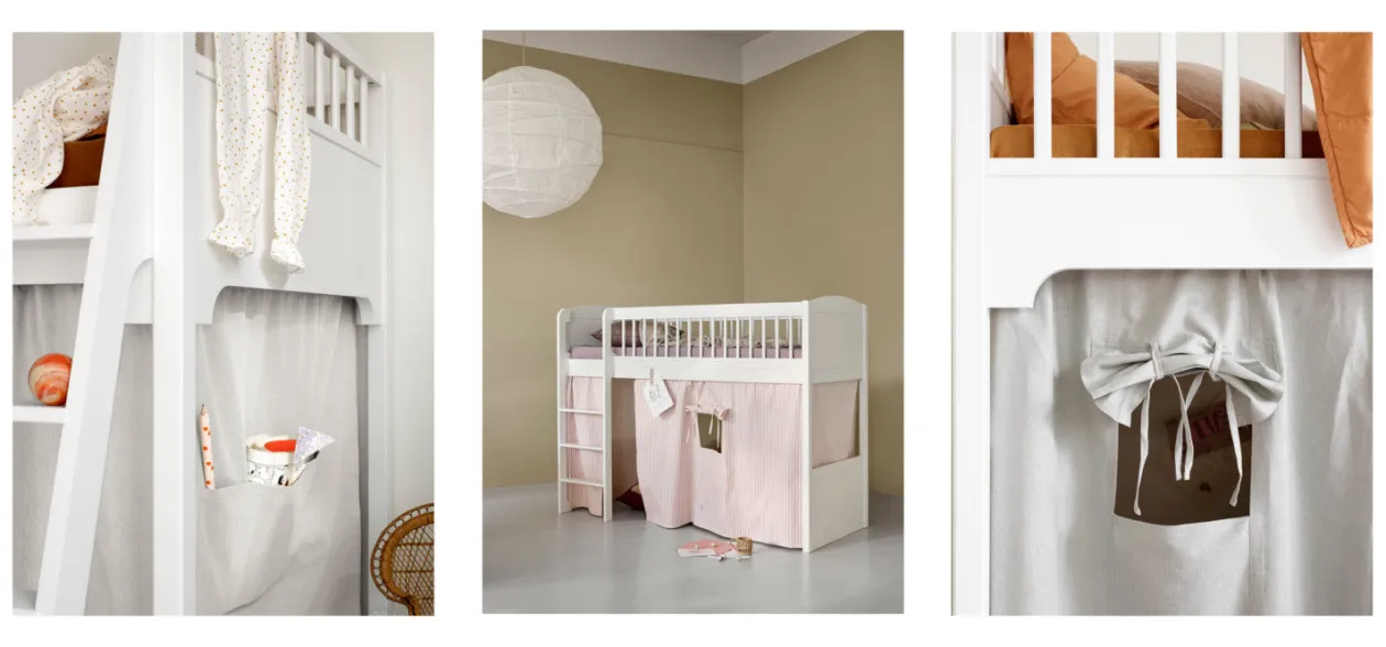 Vorhang für halbhohes Hochbett & Etagenbett 'Seaside Classic' rosa