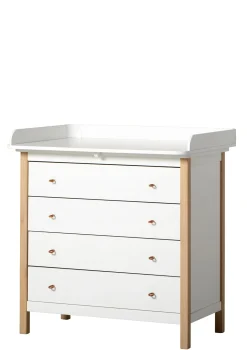 Wickelkommode 'Wood' 4 Schubladen weiß/Eiche