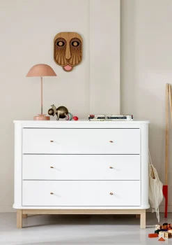 (Wickel-)Kommode 'Wood' 3 Schubladen weiß/Eiche