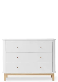 (Wickel-)Kommode 'Wood' 3 Schubladen weiß/Eiche