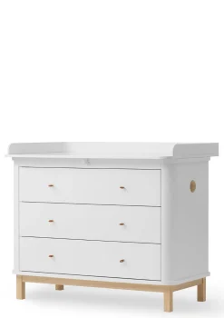 (Wickel-)Kommode 'Wood' 3 Schubladen weiß/Eiche