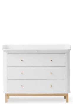 (Wickel-)Kommode 'Wood' 3 Schubladen weiß/Eiche