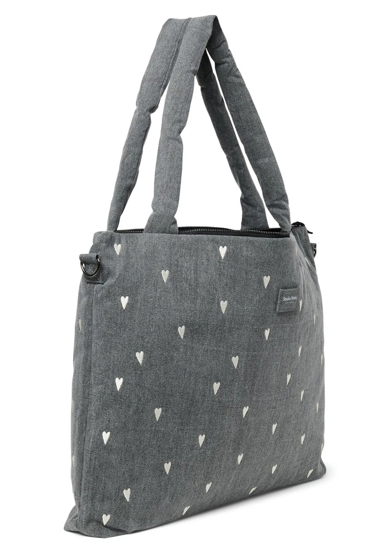 Wickeltasche 'Denim Diaper Bag' Grey Hearts