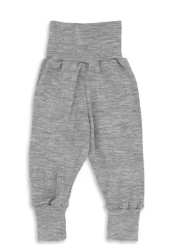 Wolle/Seide Baby-Hose hellgrau melange