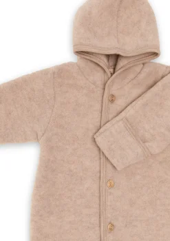Wollfleece Overall mit Kapuze sand melange